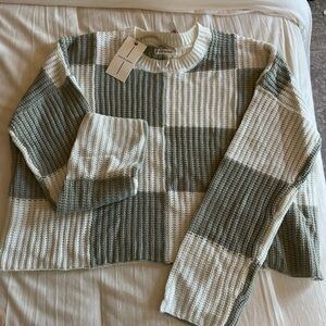 moon & madison Olive and Cream Striped Sweater